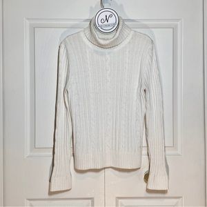 Sonoma Women’s Turtleneck Cable Knit Sweater Off-White Size PM